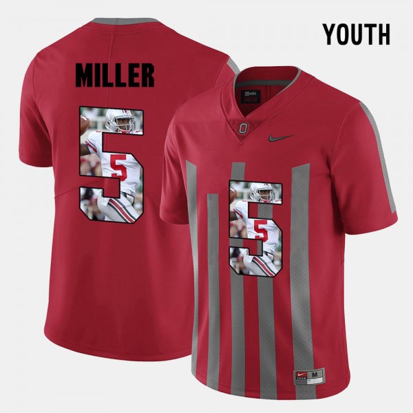 Ohio State Buckeyes Braxton Miller Youth #5 Red Pictorial Fashion College Football Jersey 2404BHEG2